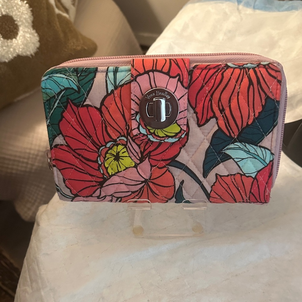 Vera Bradley Vibrant Floral Wallet - Red, Green, Pink
